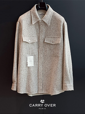 [carry over] 베이지 에크루 트위드 알파카 셔켓 ( Japan Import Fabric )