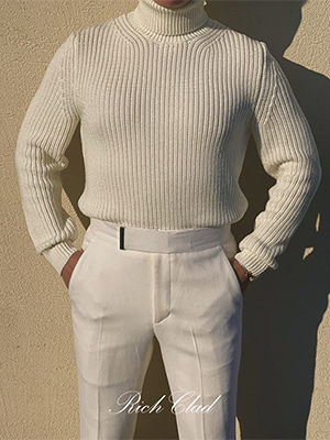 [Rich Clad] 똘레뇨 벌키 터틀넥 스웨터 ( CREAM WHITE ) ( Italy Import Yarn )