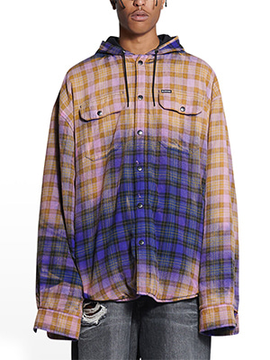 블리치 후디드 체크 셔츠 자켓 ( VIOLET ) ( 본품 동일 원단 ) ( Japan Import Fabric )