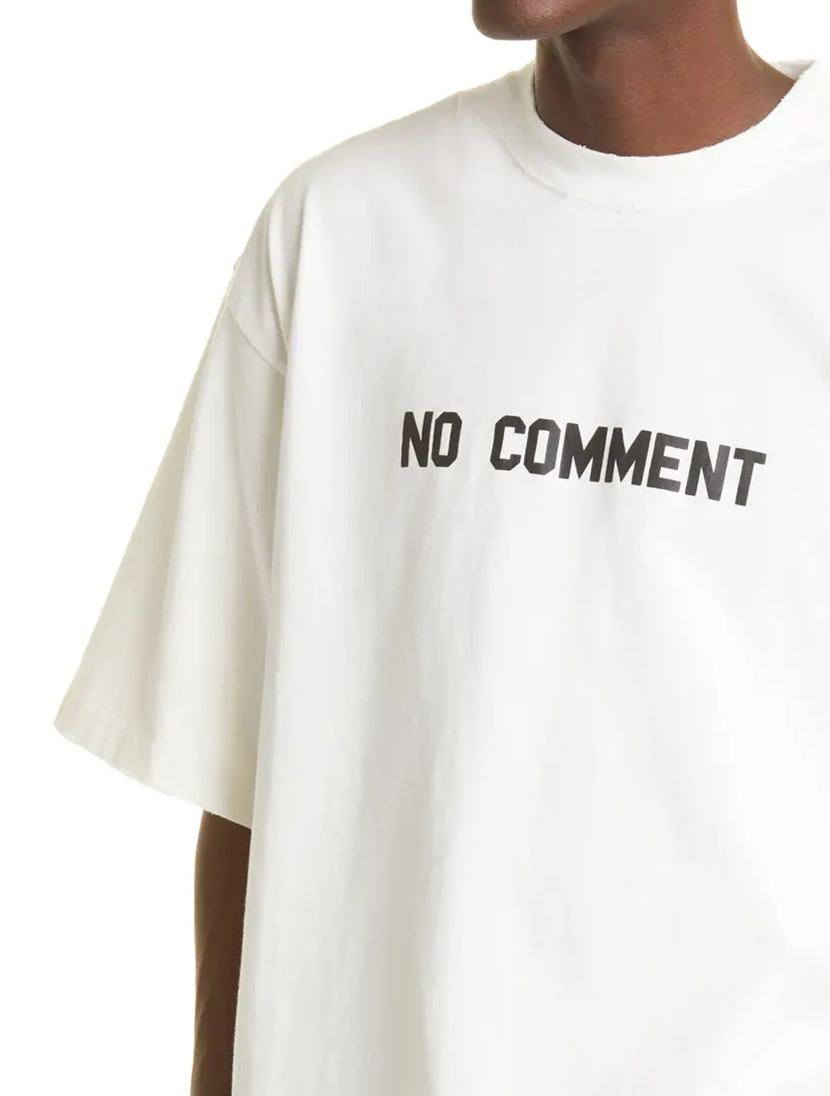 NO COMMENT 크랙 프린팅 오버핏 티셔츠 ( WHITE )