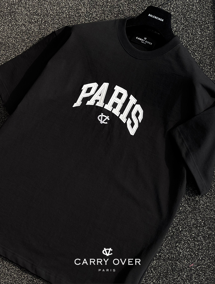 CV Paris 자수 티셔츠 ( BLACK )