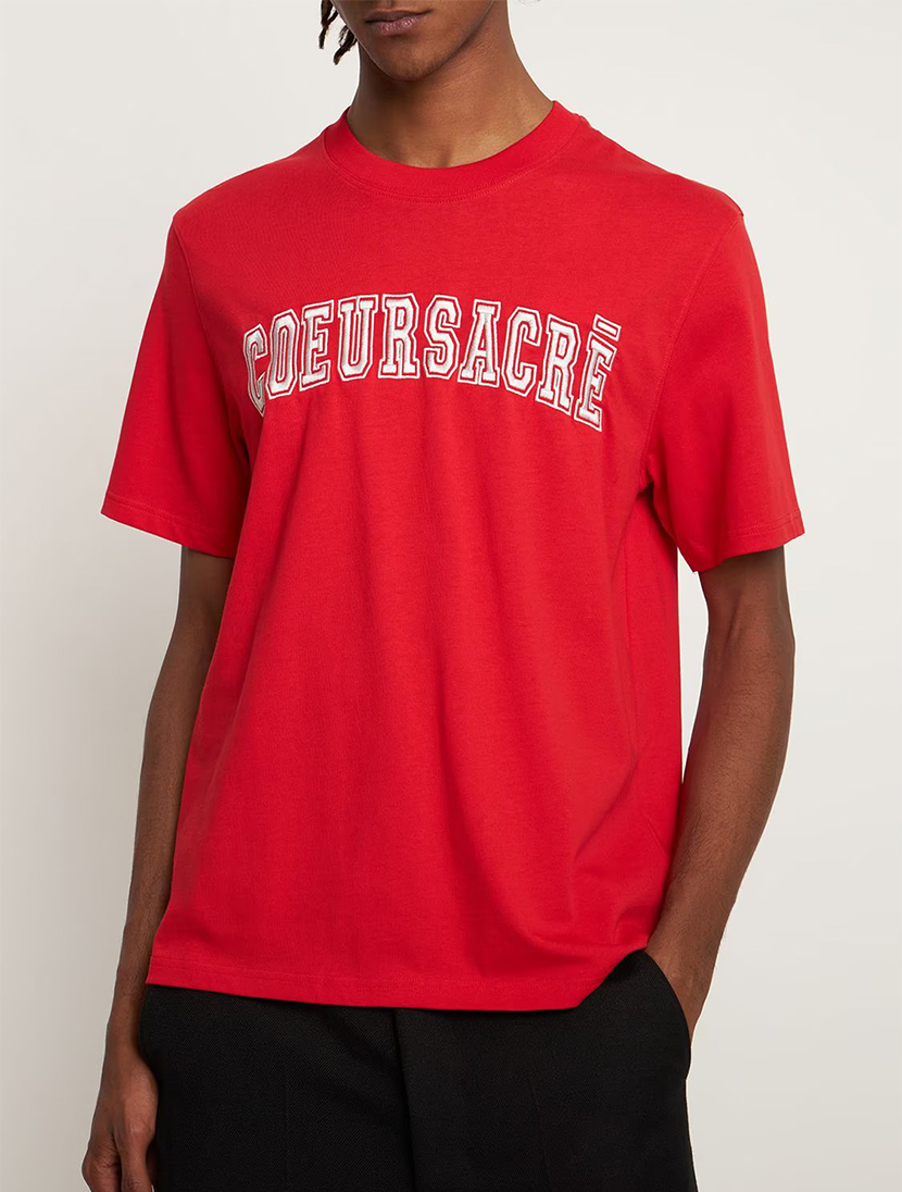 Coeursacre 컬리지 자수 티셔츠 ( RED )