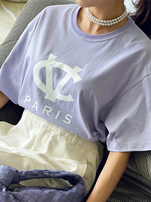 [carry over] Paris 로고 티셔츠 ( LAVENDER )